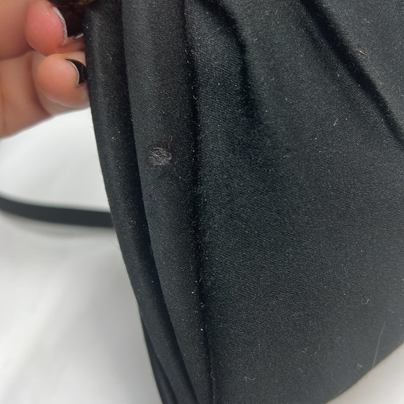 Rodo Black Crepe Top Frame Snap Closure Shoulder Evening Bag - Picture 13 of 14